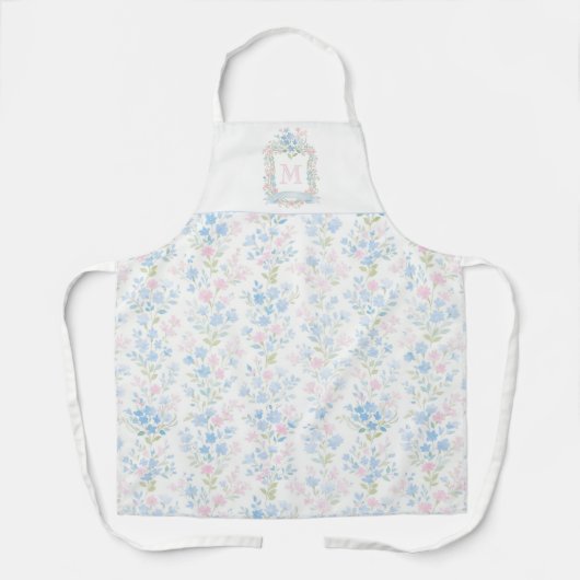 Pastel Floral Personalized Monogram エプロン (正面)
