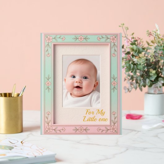 Pastel Floral Pink Mint Picture Frame アクリルサイン (ウェディング)