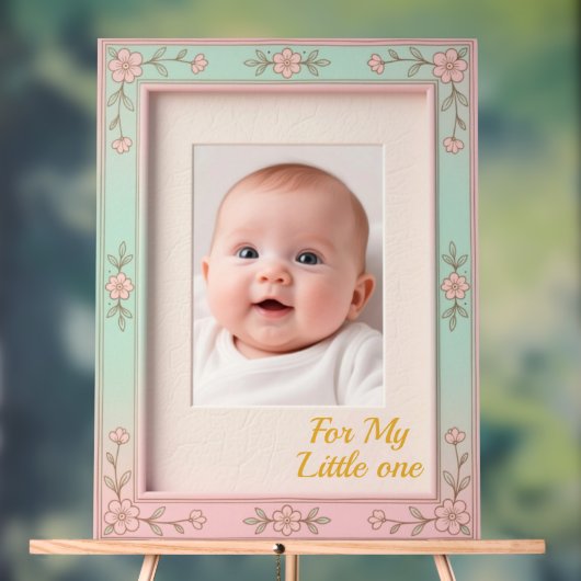 Pastel Floral Pink Mint Picture Frame アクリルサイン (ニュートラル)