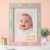 Pastel Floral Pink Mint Picture Frame アクリルサイン (ウェディング)