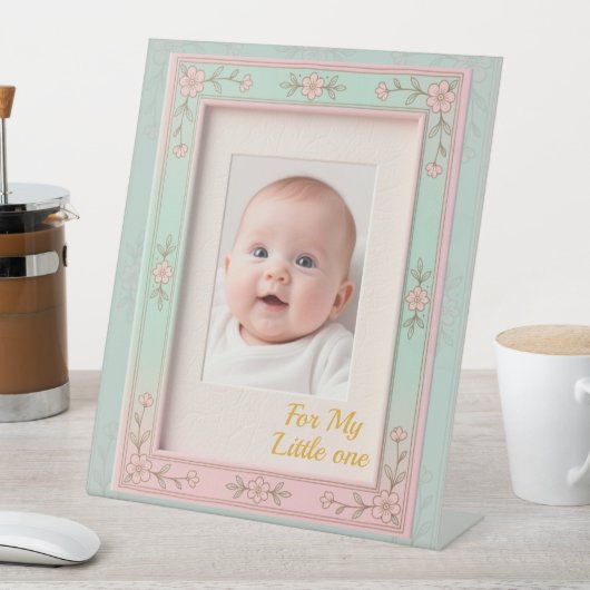 Pastel Floral Pink Mint Picture Frame 台座サイン (インサイチュ)