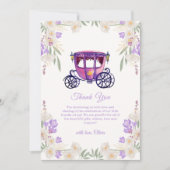 Pastel Floral Princess Carriage Girl Baby Shower  サンキューカード (正面)
