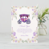 Pastel Floral Princess Carriage Girl Baby Shower  サンキューカード (スタンド正面)