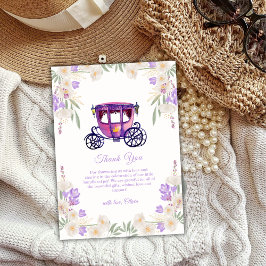 Pastel Floral Princess Carriage Girl Baby Shower  サンキューカード