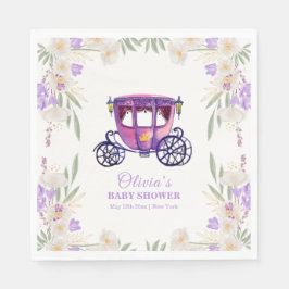 Pastel Floral Princess Carriage Girl Baby Shower  スタンダードランチョンナプキン