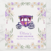 Pastel Floral Princess Carriage Girl Baby Shower ワインラベル (シングルラベル)