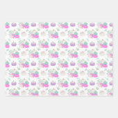 Pastel Floral Pumpkins in Pink, Purple and Blue ラッピングペーパーシート (正面)