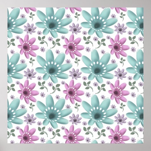 Pastel Floral Seamless Pattern  ポスター (正面)