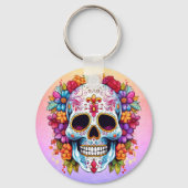 Pastel Floral Sugar Skull キーホルダー (裏面)