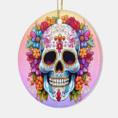 Pastel Floral Sugar Skull セラミックオーナメント (左)