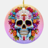 Pastel Floral Sugar Skull セラミックオーナメント (裏面)