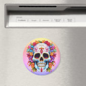 Pastel Floral Sugar Skull マグネット (インサイチュ (食洗機))