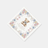 Pastel Floral Teddy Bear Baby Shower Napkins スタンダードカクテルナプキン (角)