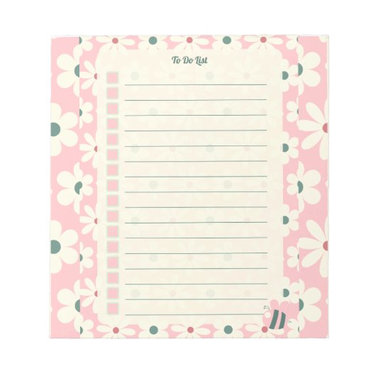 Pastel Floral To Do List Planner Design ノートパッド (正面)