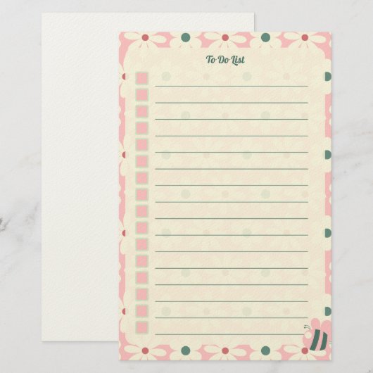 Pastel Floral To Do List Planner Design 便箋 (正面/裏面)