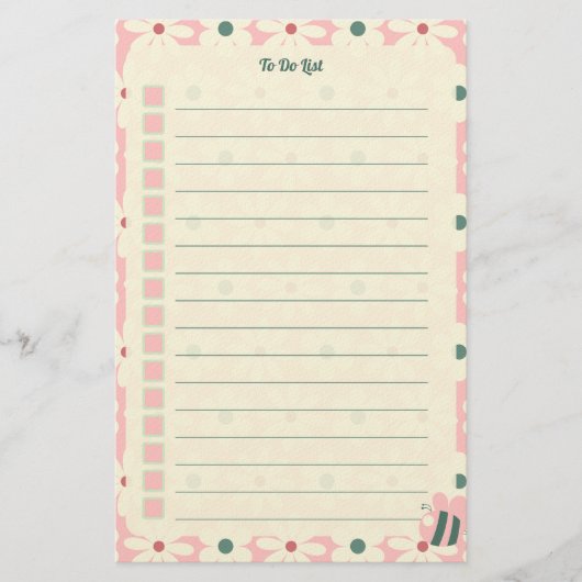 Pastel Floral To Do List Planner Design 便箋 (正面)