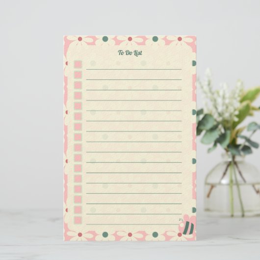 Pastel Floral To Do List Planner Design 便箋 (スタンド正面)