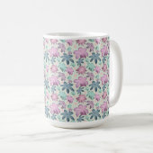 Pastel Floral watercolor Pattern  コーヒーマグカップ (正面右)