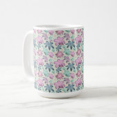 Pastel Floral watercolor Pattern  コーヒーマグカップ (正面左)