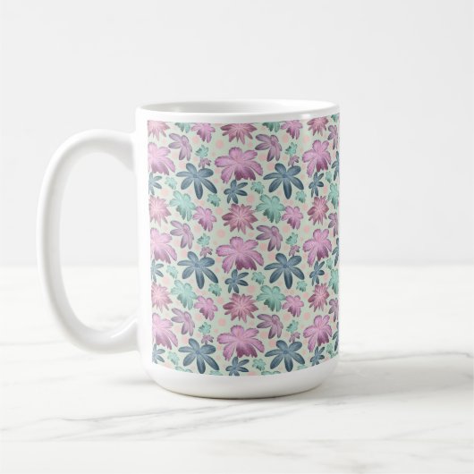 Pastel Floral watercolor Pattern  コーヒーマグカップ (左)