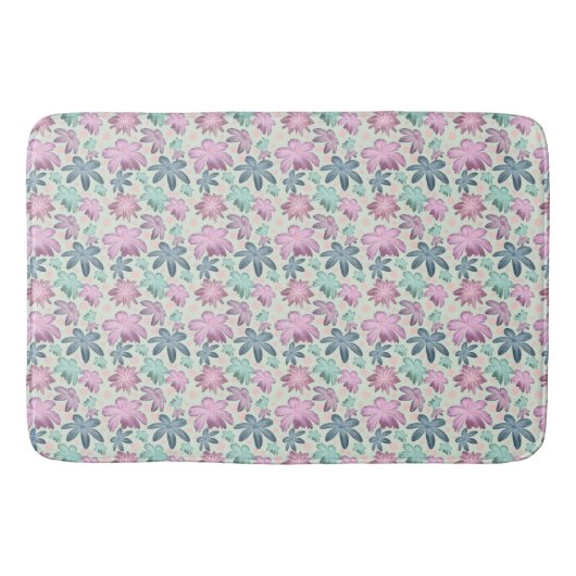 Pastel Floral watercolor Pattern  バスマット (正面)