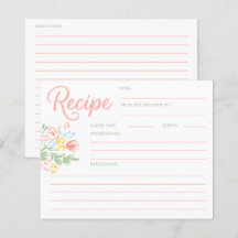 Pastel Floral Whimsical Bridal Shower Recipe Card