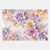 Pastel Floral Wrapping Paper Set – Elegant 3-Sheet ラッピングペーパーシート (正面)