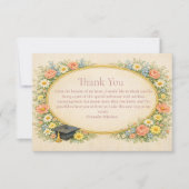 Pastel Floral Wreath Graduation Celebration サンキューカード (正面)