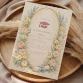 Pastel Floral Wreath Graduation Celebration 招待状