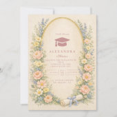 Pastel Floral Wreath Graduation Celebration 招待状 (正面)