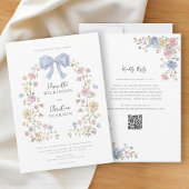 Pastel Floral Wreath QR Code Wedding Website  招待状