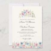 Pastel Floral Wreath Wedding Invitation 招待状 (正面)