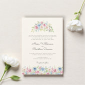 Pastel Floral Wreath Wedding Invitation 招待状