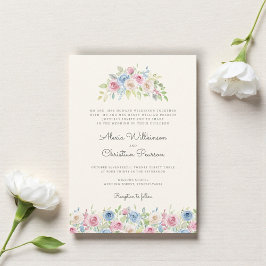 Pastel Floral Wreath Wedding Invitation 招待状