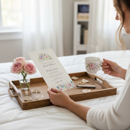 Pastel Floral Wreath Wedding Invitation 招待状