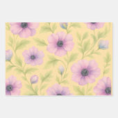 Pastel Florals Botanical Wrapping Paper Set of 3 ラッピングペーパーシート (正面)