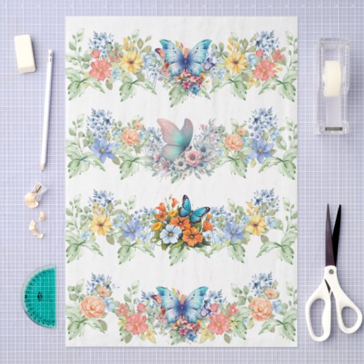 Pastel Florals & Butterflies Decoupage Paper 薄葉紙 (クラフト)
