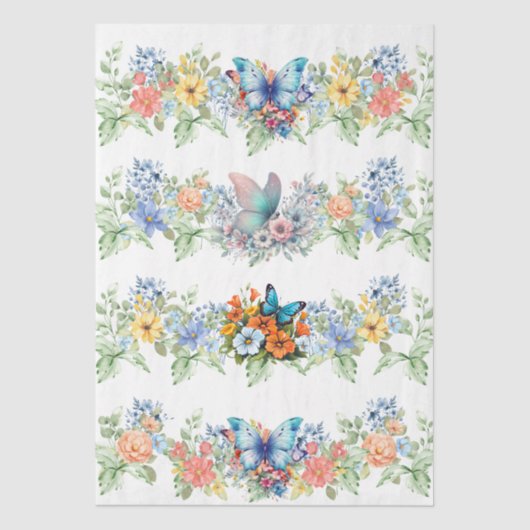 Pastel Florals & Butterflies Decoupage Paper 薄葉紙 (正面)