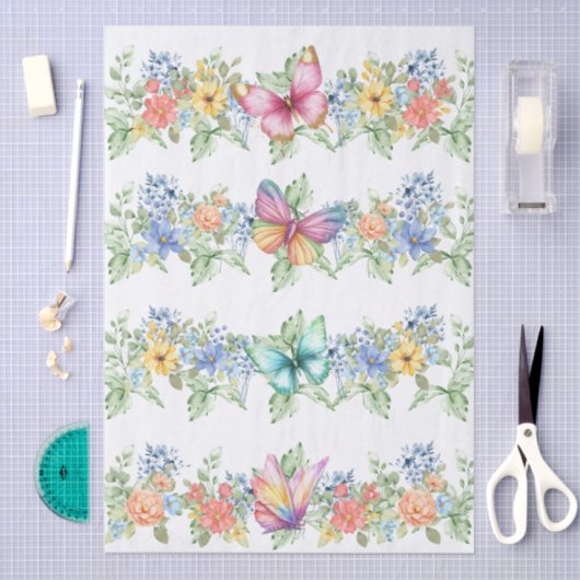 Pastel Florals & Butterflies Decoupage Paper 薄葉紙 (クラフト)