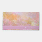 Pastel Florals Chic Script Monogram デスクマット (正面)