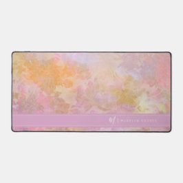 Pastel Florals Chic Script Monogram デスクマット