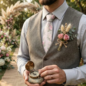 Pastel Florals Ivory Watercolor Pattern ネクタイ