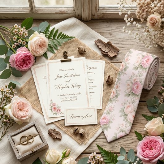 Pastel Florals Ivory Watercolor Pattern ネクタイ