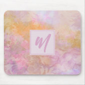 Pastel Florals With Chic Script Monogram マウスパッド (正面)