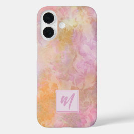 Pastel Florals With Chic Script Monogram iPhone 16ケース