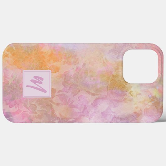 Pastel Florals With Chic Script Monogram Case-Mate iPhoneケース (裏面 (横))