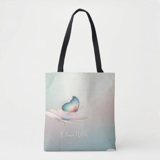 Pastel Flower and Butterfly Custom Tote Bag トートバッグ (正面)