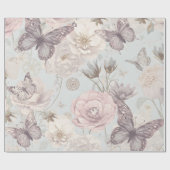 Pastel Flower & Butterfly matte  Wrapping Paper ラッピングペーパー (フラット)