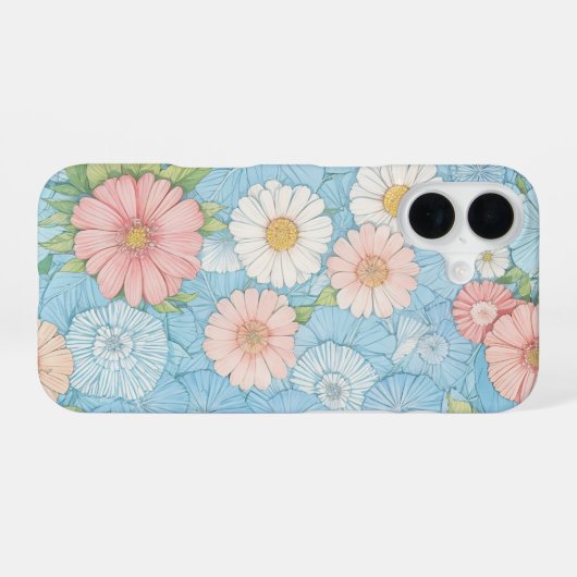 Pastel Flower Floral Pattern Phone Case iPhone 16ケース (裏面横)