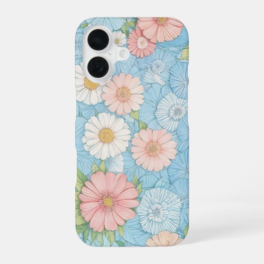 Pastel Flower Floral Pattern Phone Case iPhone 16ケース (裏面)